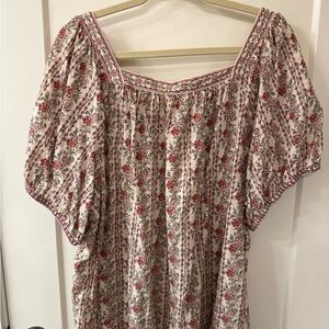 Max Studio Floral Blouse - Pink and Cream